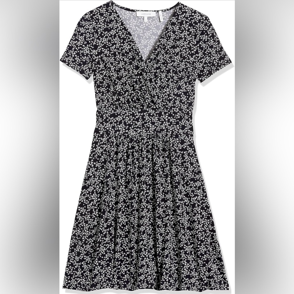 Lark & Ro Women's Short Sleeve Fixed Wrap Waistband Dress